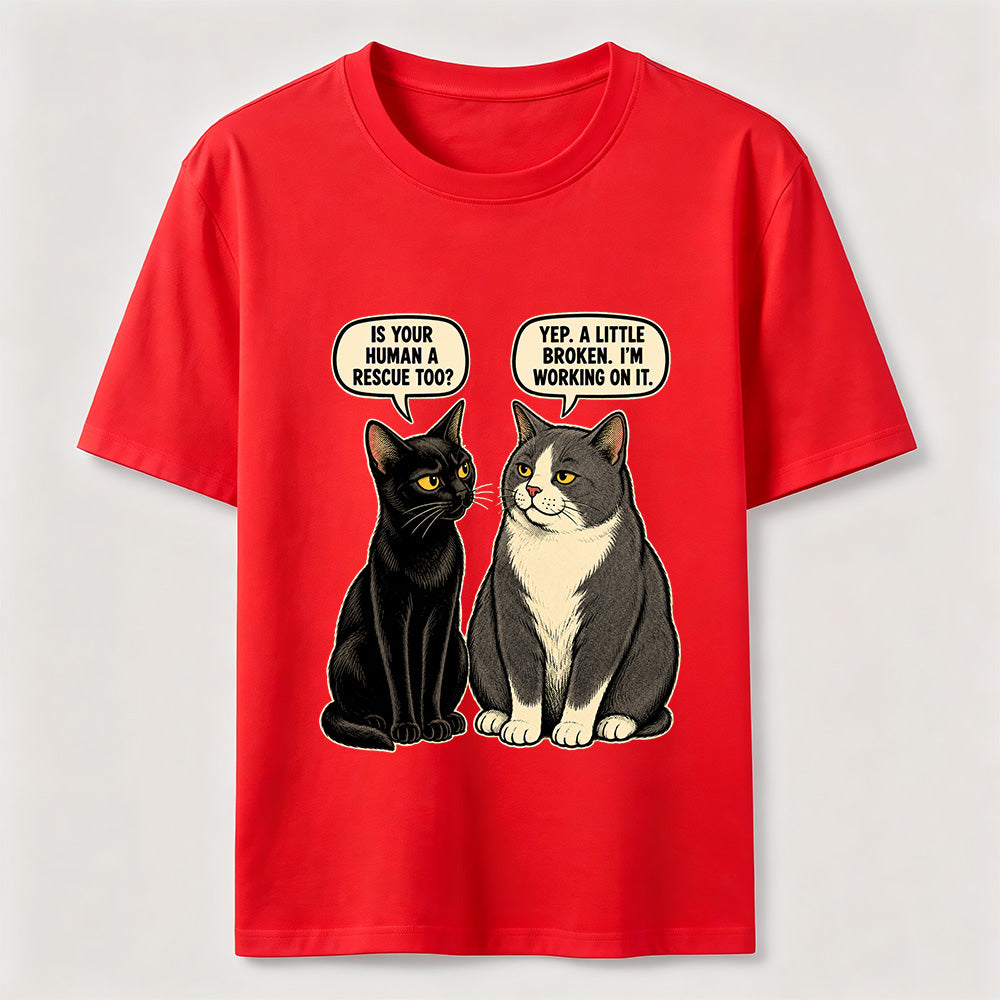 Rescue Human Cat Conversation T-Shirt