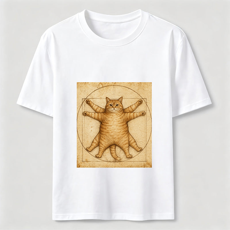 Da Vinci Manuscript Cat Art Graphic Tee