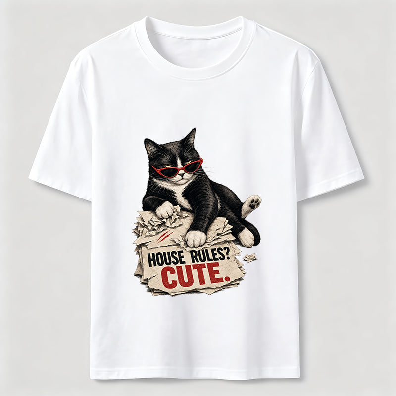 House Rules Cute Cat Tee