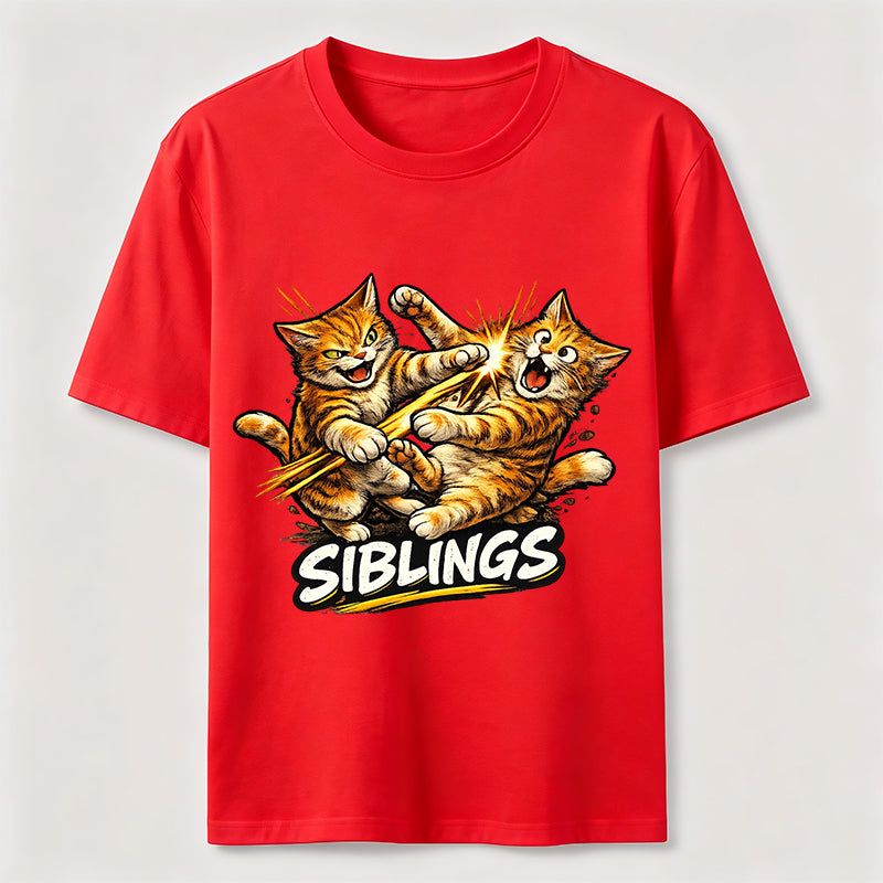 Playful Cat Siblings Graphic T-Shirt