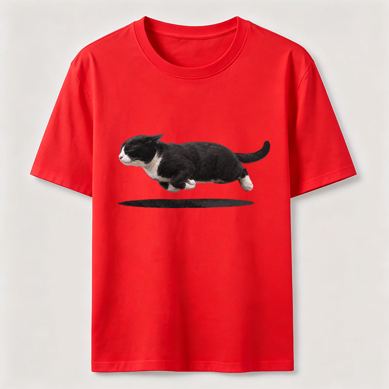 Flying Tuxedo Cat Graphic T-Shirt