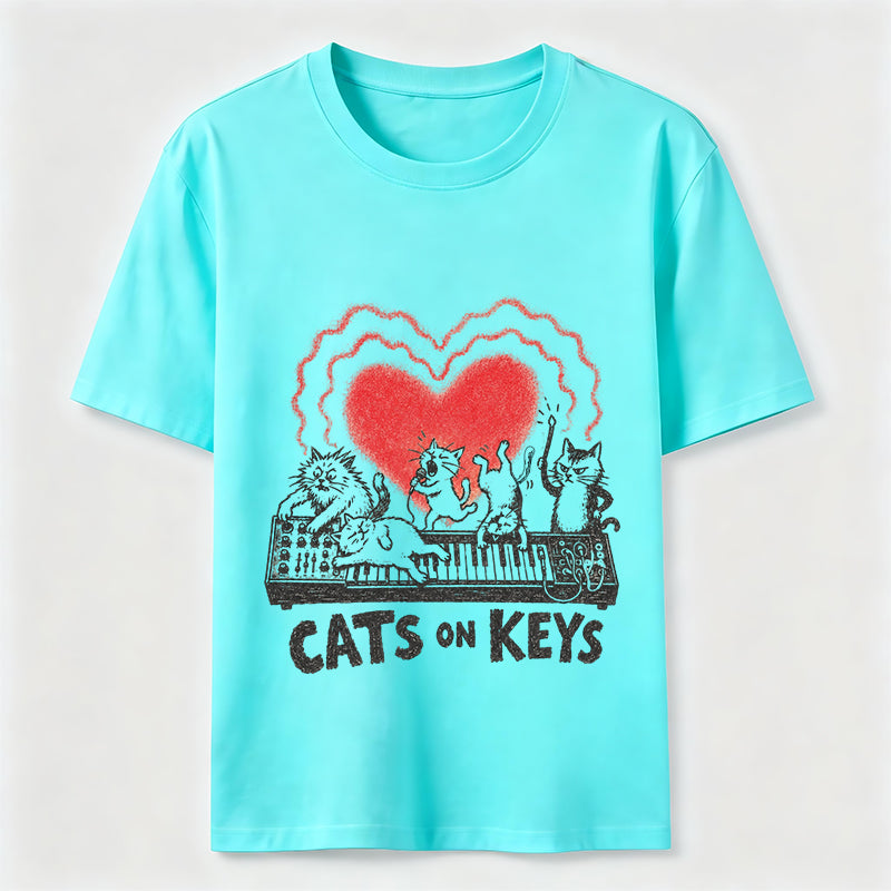 Cats On Keys Music Cat Lover Graphic Tee