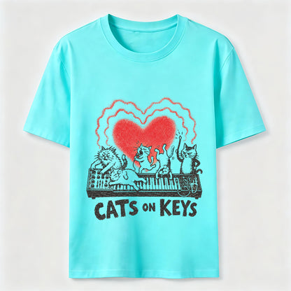 Cats On Keys Music Cat Lover Graphic Tee