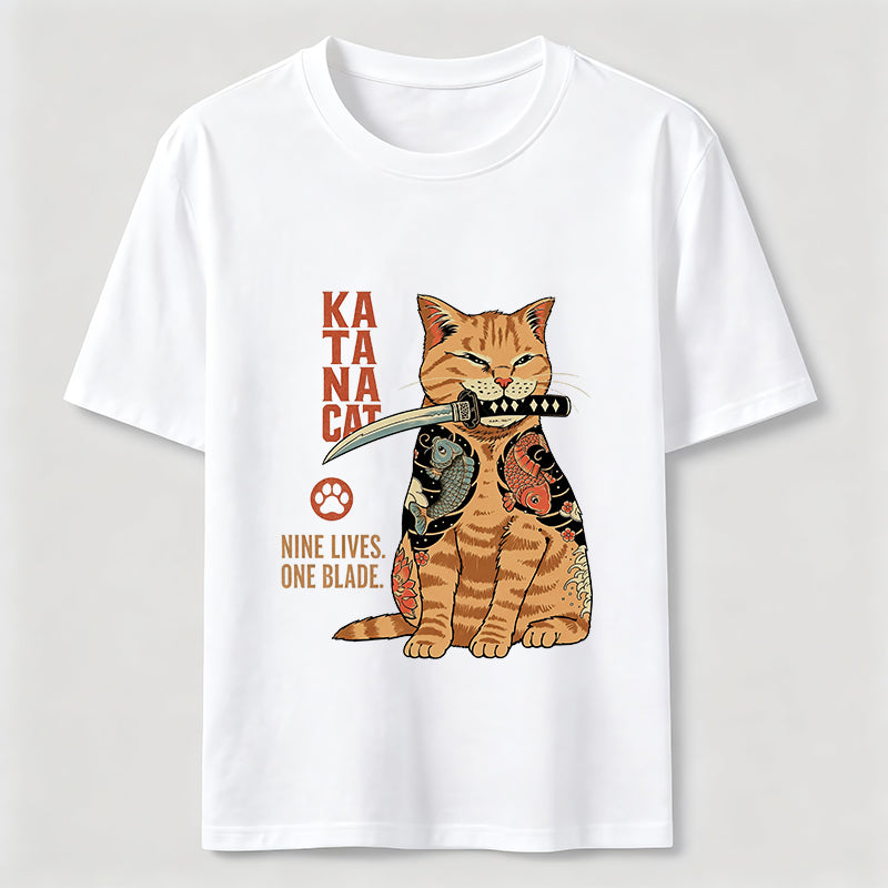 Nine Lives One Blade Samurai Cat T-Shirt
