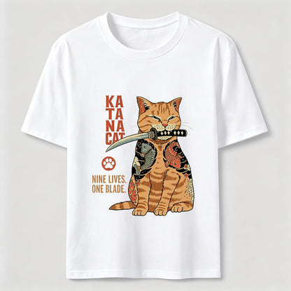 Nine Lives One Blade Samurai Cat T-Shirt