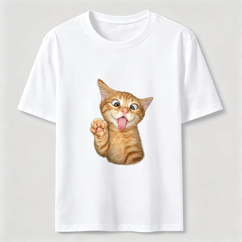 Funny Orange Kitten Wave Tee