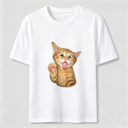 Funny Orange Kitten Wave Tee