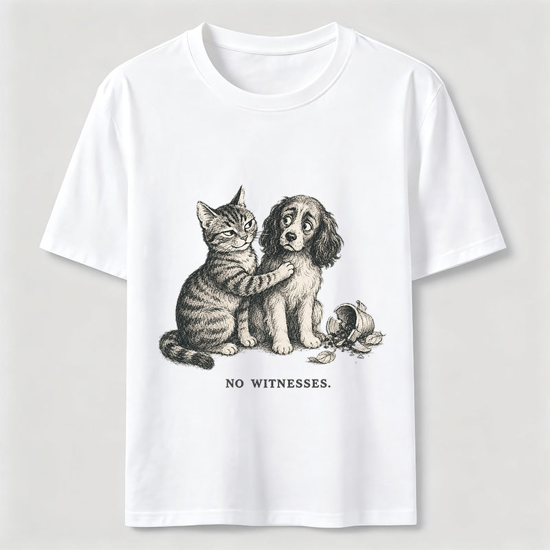 No Witnesses Cat And Dog Tee