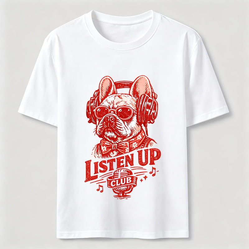 Listen Up Frenchie Music Tee