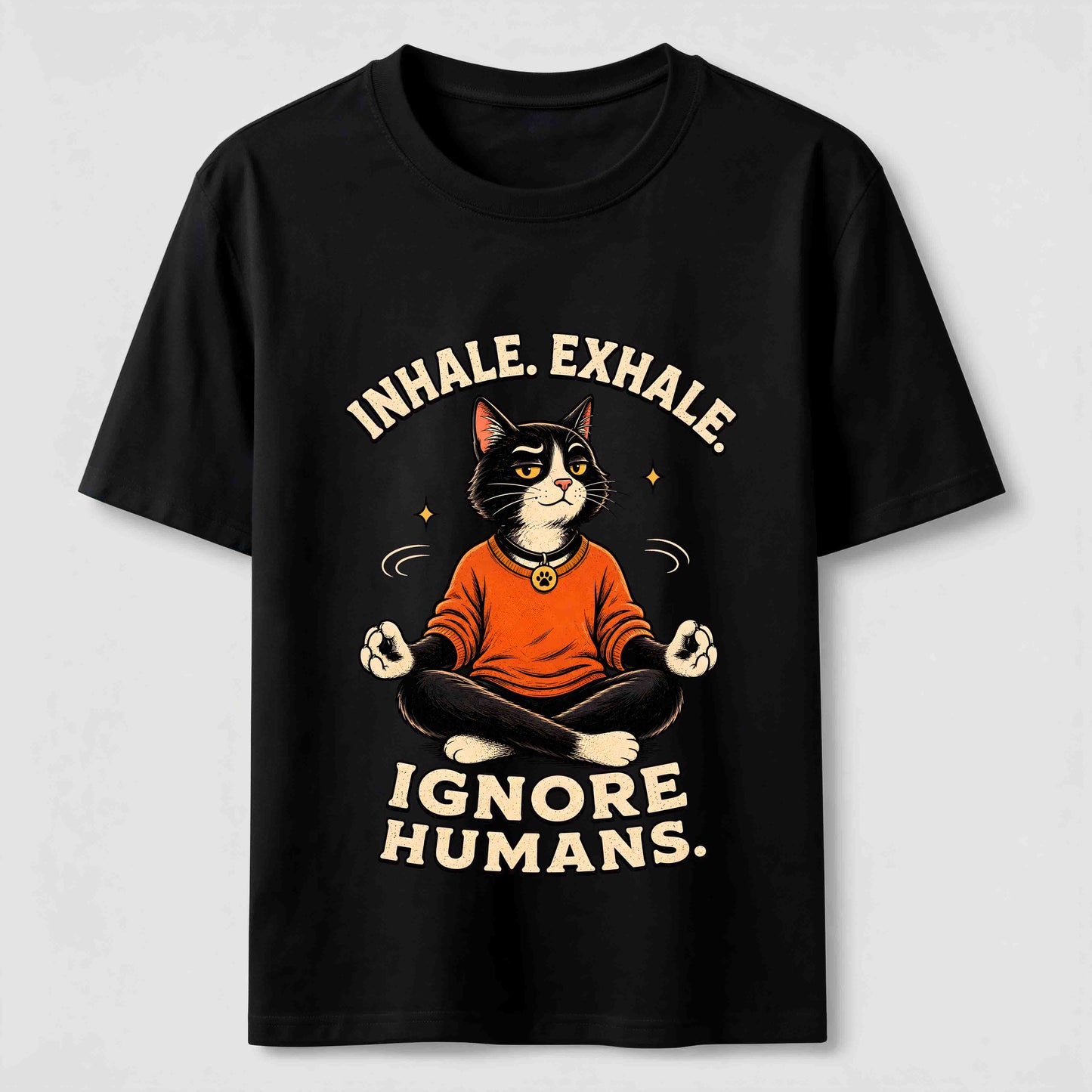 Zen Meditation Cat Humor T-Shirt