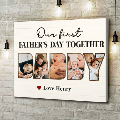 Custom First Father's Day Photo Collage Canvas personalization view for Dad