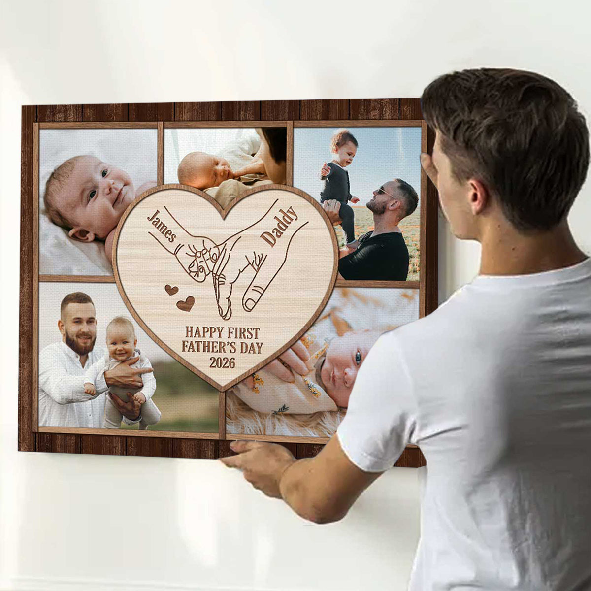 Personalized First Father's Day Photo Canvas for Dad with personalized design details for meaningful gifting image 7