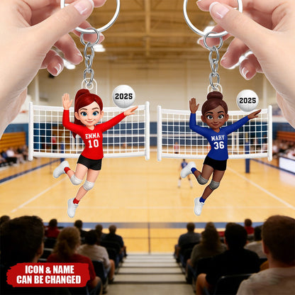 Personalized Volleyball Girl Keychain personalization view for Daughter/Granddaughter