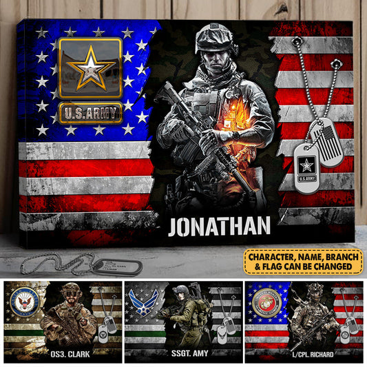 Custom Military Tribute Canvas / Poster: Personalized Wall Art for Veterans