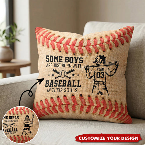 Personalized baseball soul pillow with custom name and number for boys and girls - unique sports gift
