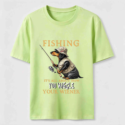 Dachshund Fishing Club Outdoor Wiener Dog Graphic Tee