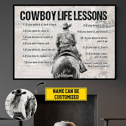 Personalized “Cowboy & Cowgirl” Motivational Poster / Canvas - Custom Gift for Rodeo Fans