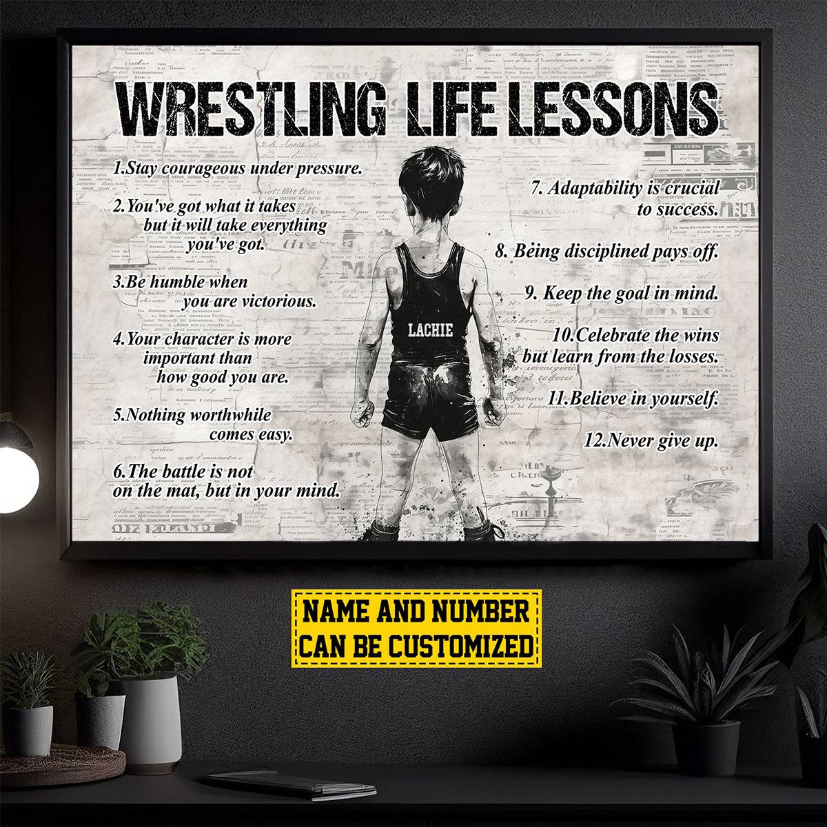 Personalized Wrestling Poster / Canvas - “Life Lessons” Wall Art for Boys & Girls