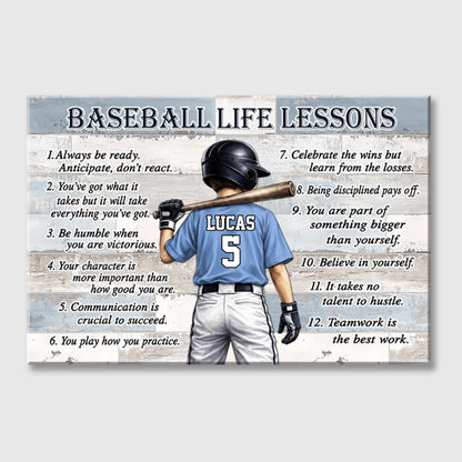 Personalized Baseball Life Lessons Poster / Canvas - Gift for Sports Families