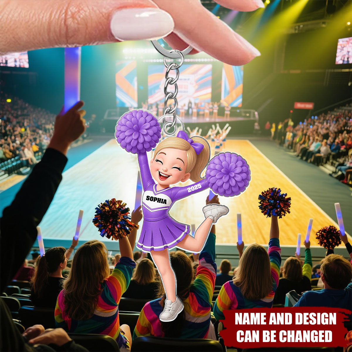 Custom Cheerleader Keychain personalization view for Daughter/Granddaughter