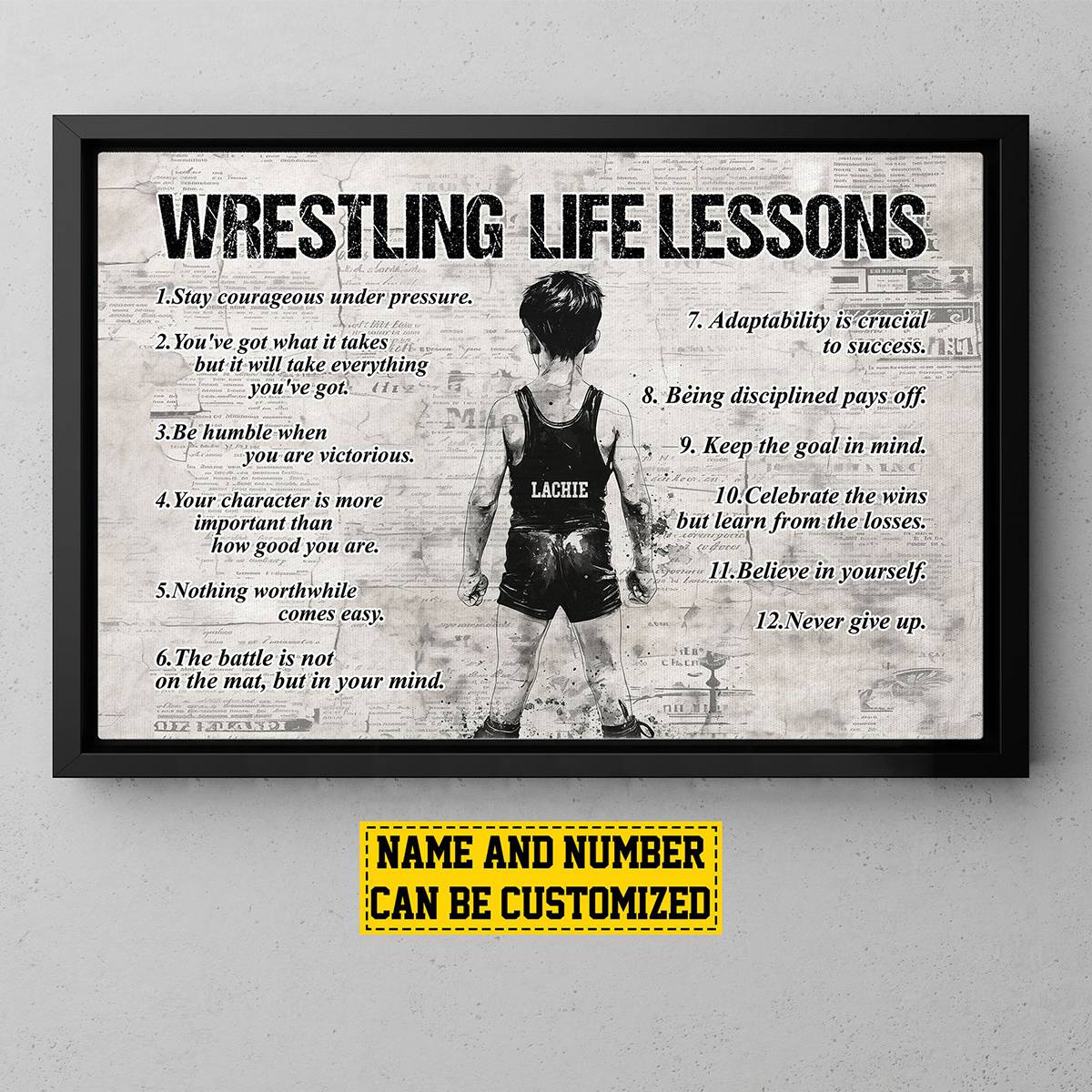 Personalized Wrestling Poster / Canvas - “Life Lessons” Wall Art for Boys & Girls