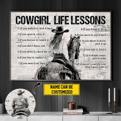 Personalized “Cowboy & Cowgirl” Motivational Poster / Canvas - Custom Gift for Rodeo Fans