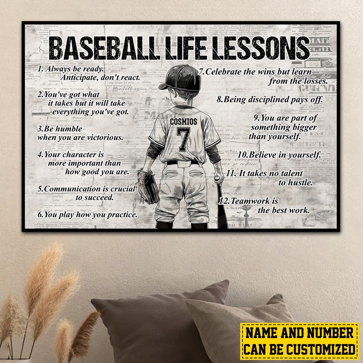 Baseball Life Lessons - Personalized Canvas / Poster for Kids