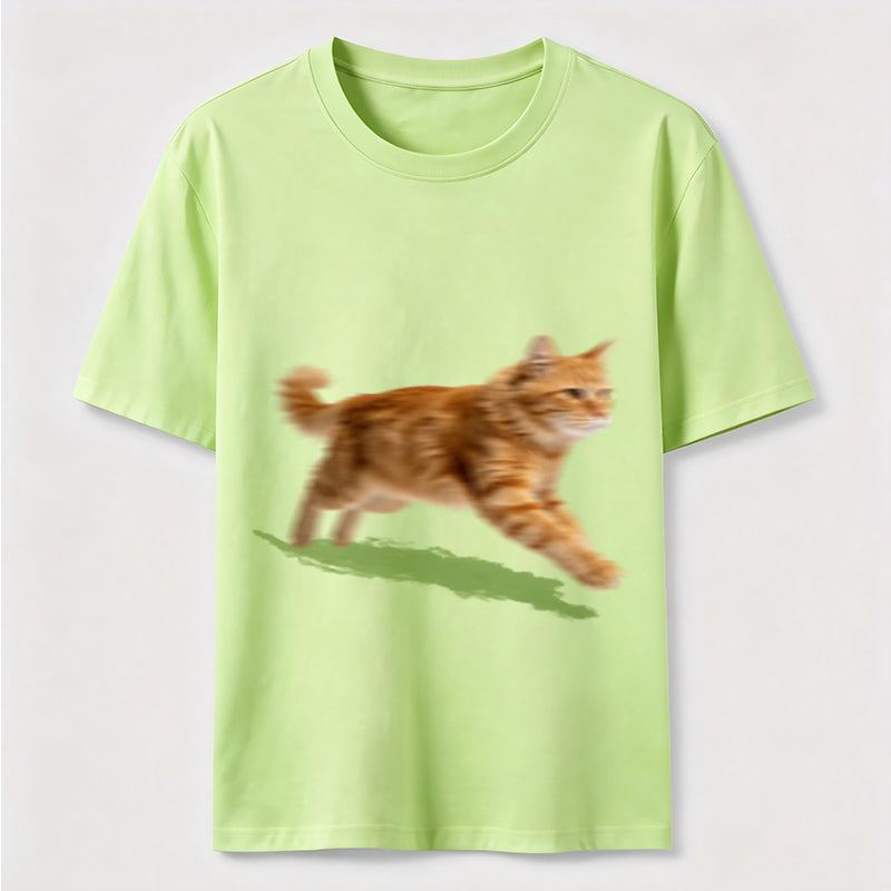 Orange Tabby Cat Running T-Shirt