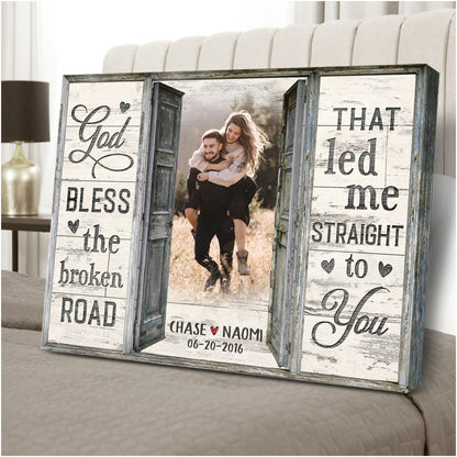 God Bless The Broken Road - Personalized Custom Window Frame Photo Canvas / Poster