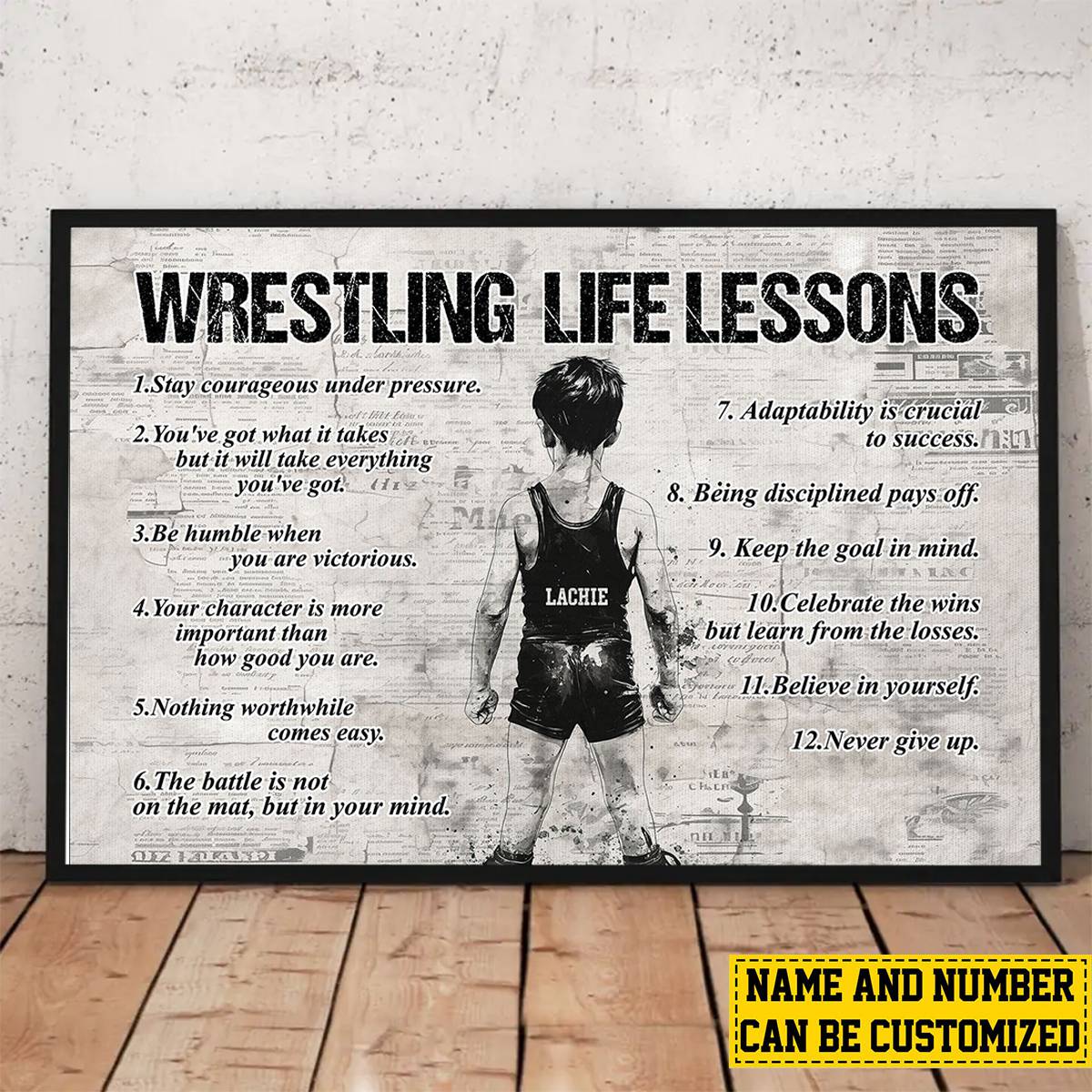 Personalized Wrestling Poster / Canvas - “Life Lessons” Wall Art for Boys & Girls