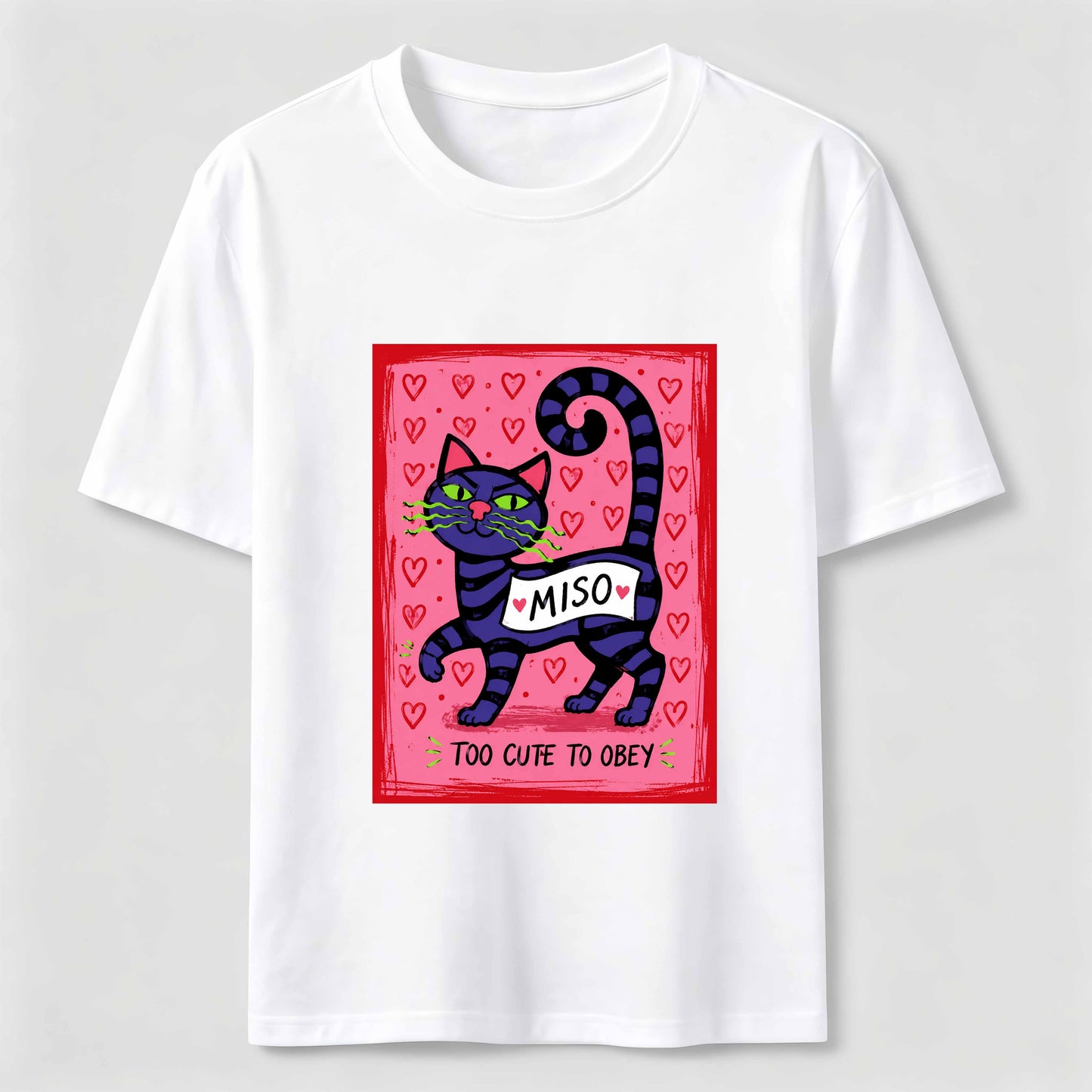 Mischievous Striped Cat Graphic T-Shirt