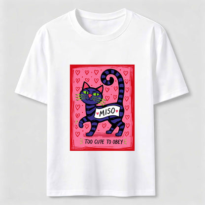 Mischievous Striped Cat Graphic T-Shirt