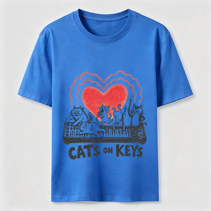 Cats On Keys Music Cat Lover Graphic Tee