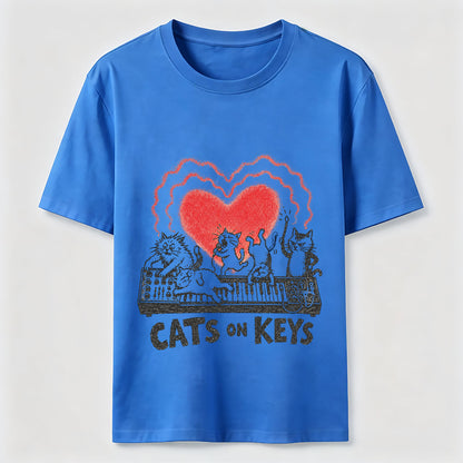 Cats On Keys Music Cat Lover Graphic Tee