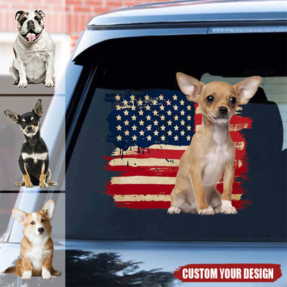 Personalized American Dog Flag Decal - Custom Gift for Dog Lovers