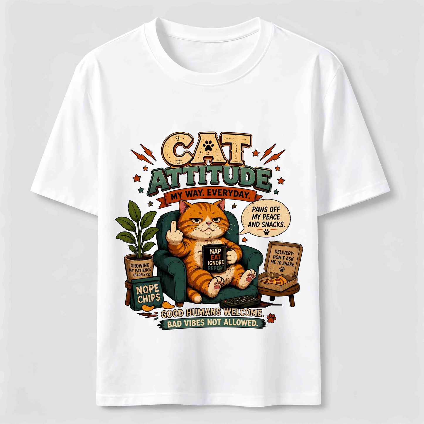 Cat Attitude Graphic Tee