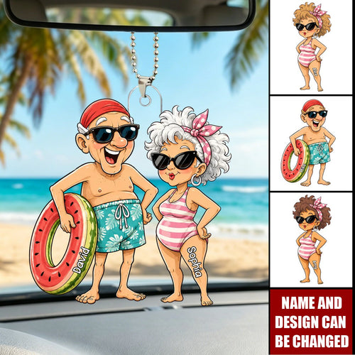 Funny Old People Swim - Personalized  Car Ornament