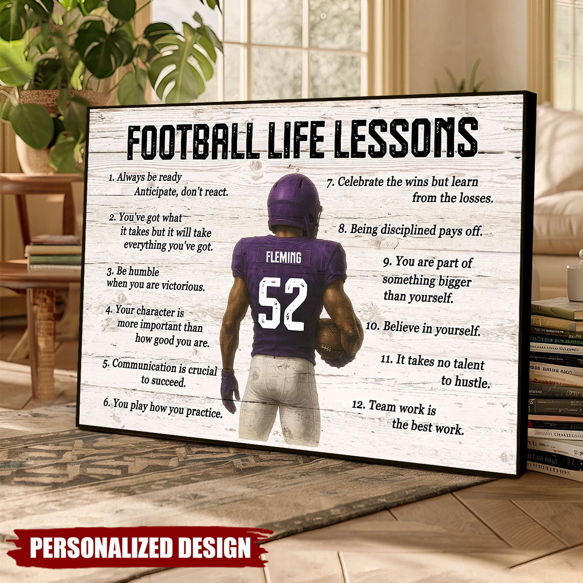 Personalized Football Life Lessons Poster / Canvas - Custom Gift for Teen Boys