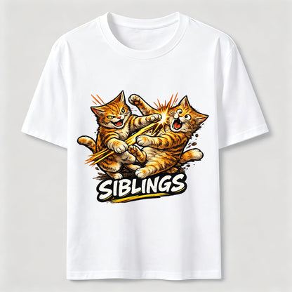 Playful Cat Siblings Graphic T-Shirt