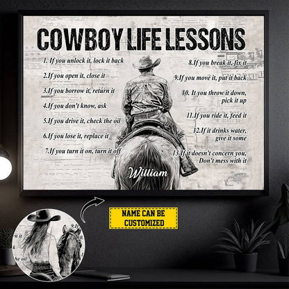 Personalized “Cowboy & Cowgirl” Motivational Poster / Canvas - Custom Gift for Rodeo Fans
