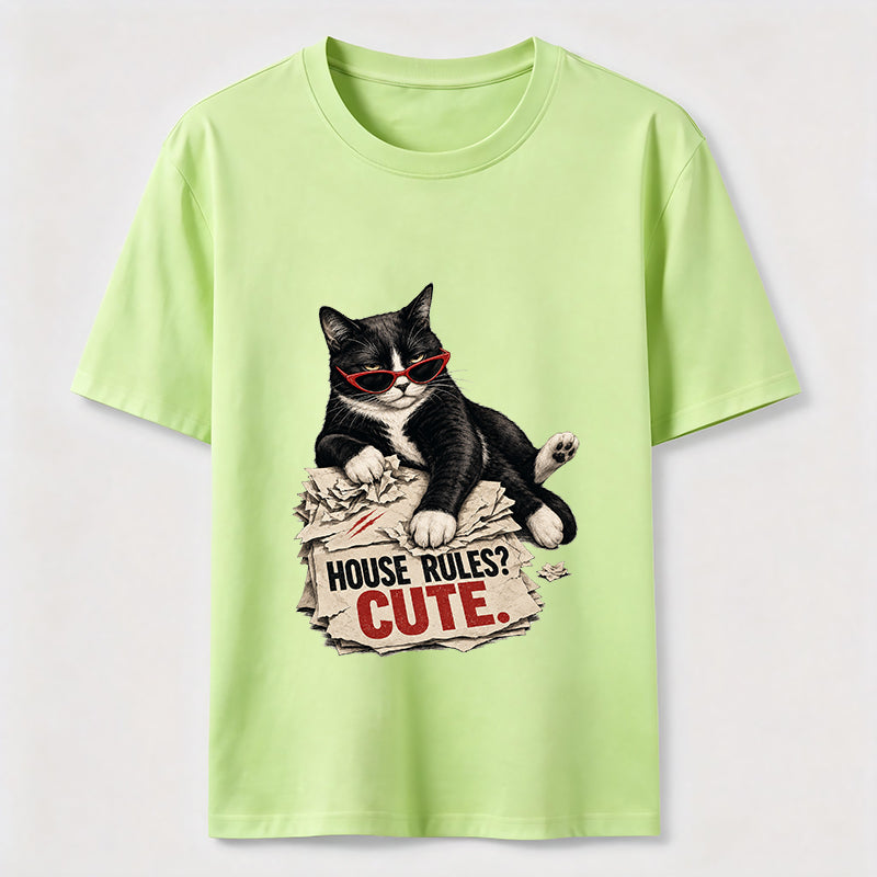 House Rules Cute Cat Tee