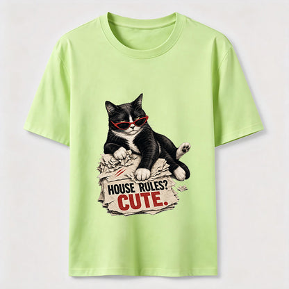 House Rules Cute Cat Tee