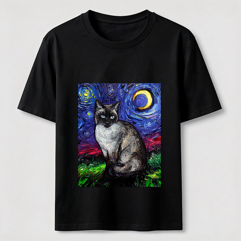 Starry Night Siamese Cat T-Shirt