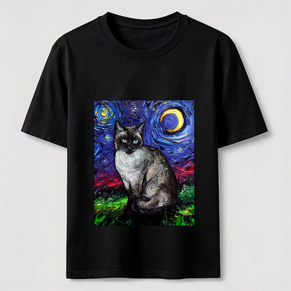 Starry Night Siamese Cat T-Shirt