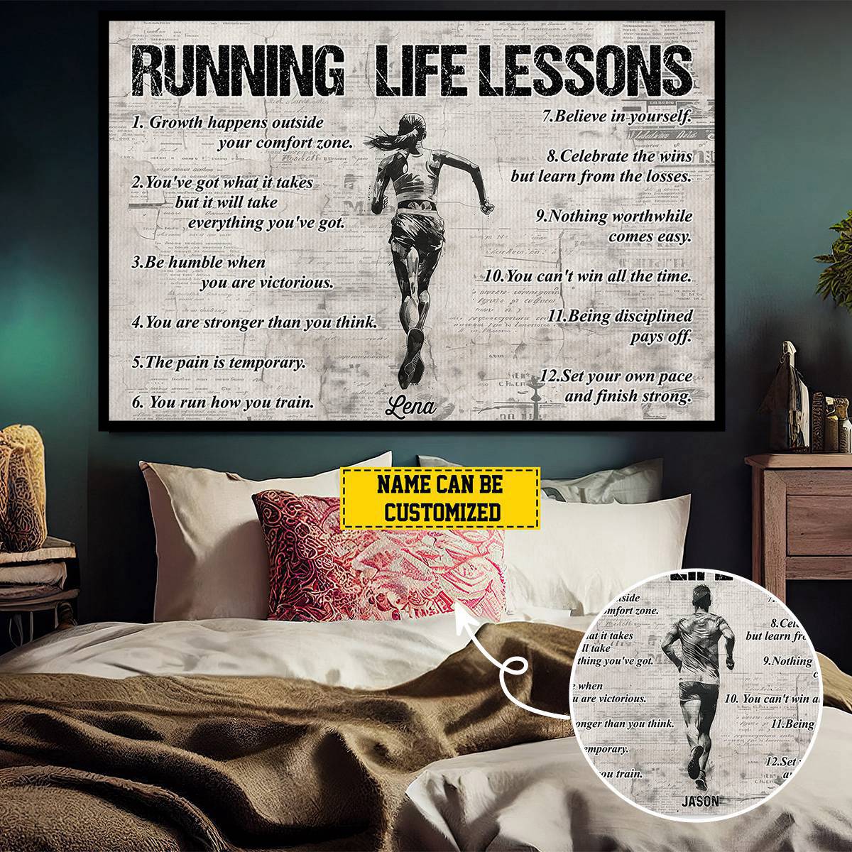 Personalized Running Life Lessons Poster / Canvas - Gift For Running Lovers