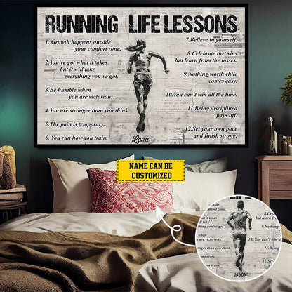 Personalized Running Life Lessons Poster / Canvas - Gift For Running Lovers