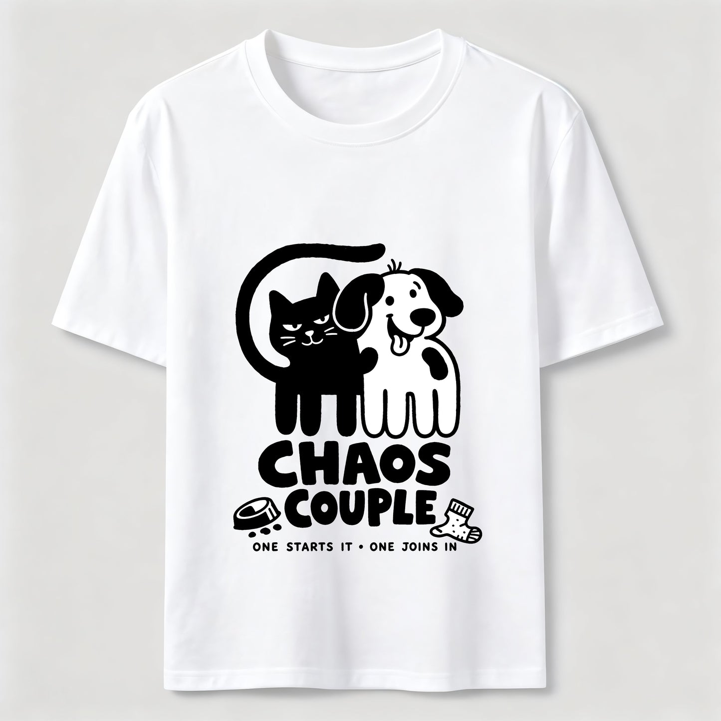 Chaos Couple Cat And Dog Tee
