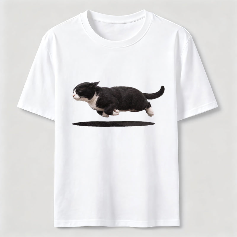 Flying Tuxedo Cat Graphic T-Shirt