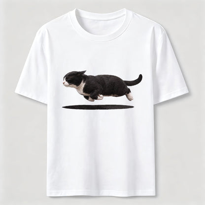 Flying Tuxedo Cat Graphic T-Shirt