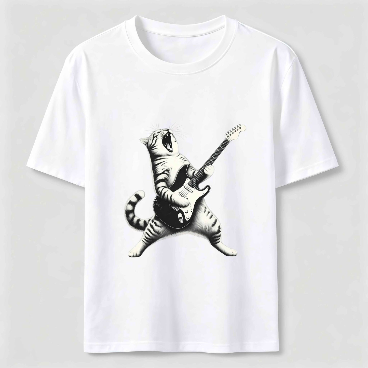 Rockstar Cat Vintage Guitar Streetwear Tee